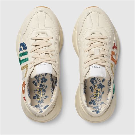 gucci rhyton sneakers glitter size 8|Gucci rhyton sneakers for women.